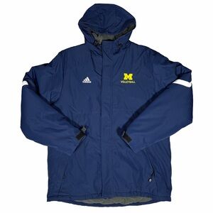 Adidas claims proof Michigan Volleyball Long Hooded Overcoat - Size M - Navy